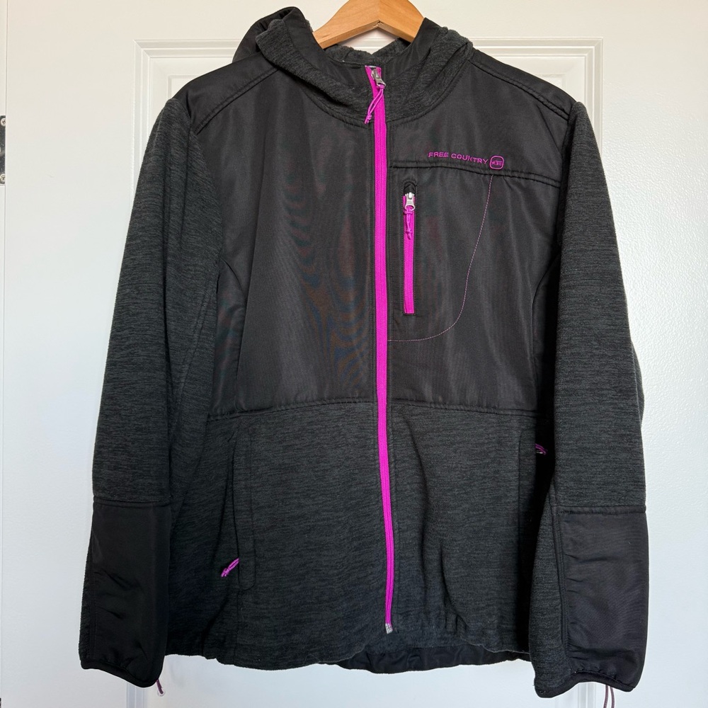 Free Country Charcoal and Magenta Hooded Sweater/Jacket